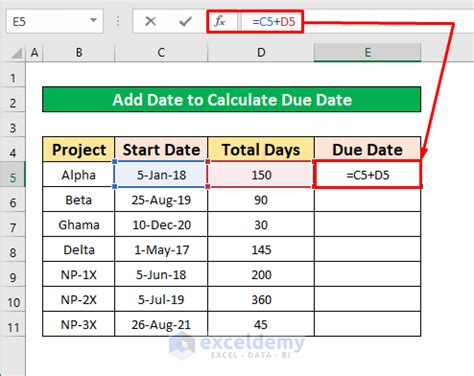 How to Calculate Due Date with Formula in Excel (7 Ways) - ExcelDemy