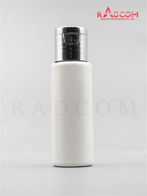 Ml Tulip Opaque White Pet Bottle With Shinny Silver Flip Top