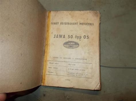 Jawa 50 05 původní Návod na obsluhu a udržiavanie 1962 Aukro