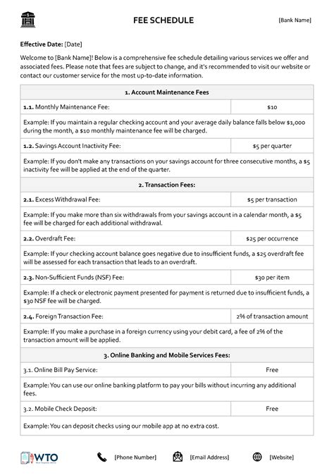 Fee Schedule Templates Free Word Excel