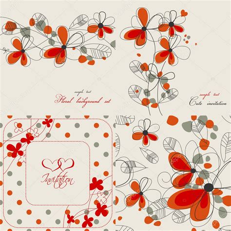 Set of cute floral backgrounds — Stock Vector © Danussa #5588987