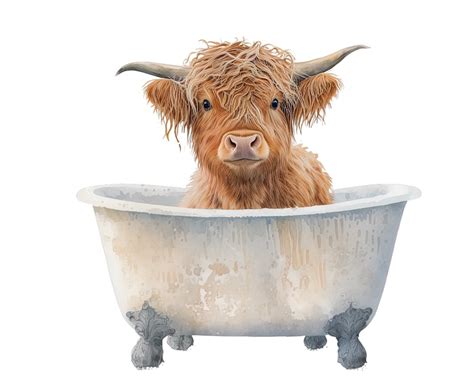 Highland Cow In Bathtub High Quality Highland Cow Png Bundle Etsy