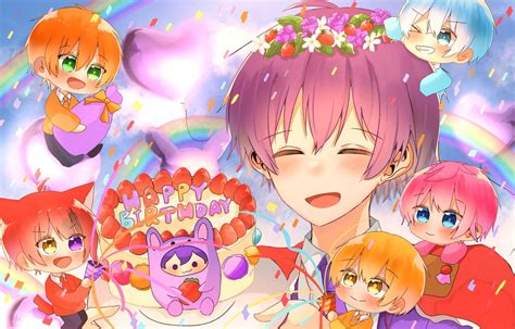 「なーくん、お誕生日おめでとうございます いつもすとぷりを支えてくれてありがとうご」 夜桜 お話会のイラスト