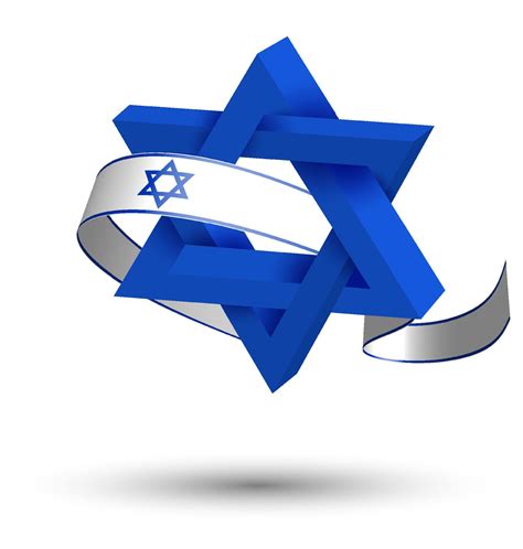 Star Of David Symbol With Festive Ribbon In Colors Of Israel Flag