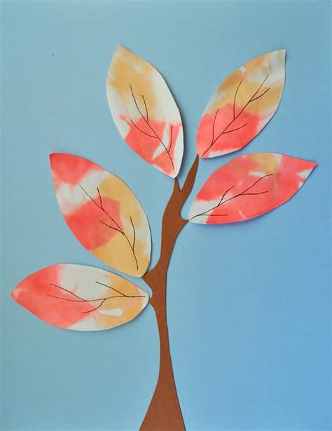 Tissue Paper Painted Fall Leaves