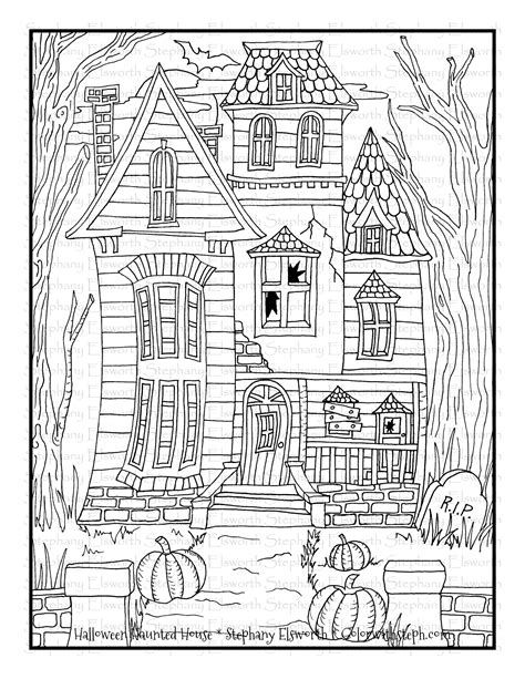 Halloween Haunted House Free Printable Coloring Page | Free halloween ...