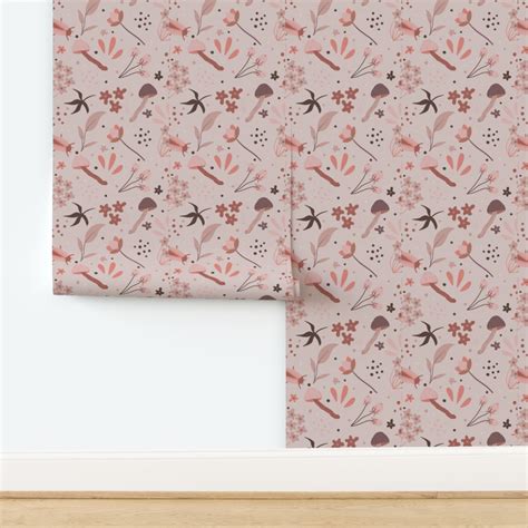 Fresh Nude Blooms Wallpaper Spoonflower