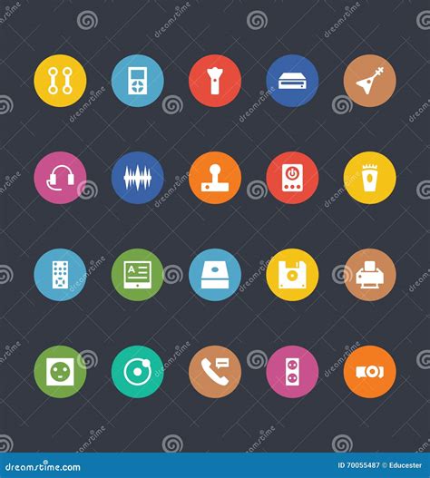 Glyphs Colored Vector Icons Stock Illustration Illustration Of