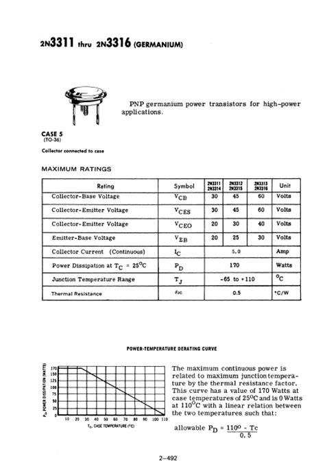 N Datasheet Pnp Germanium Power Transistors