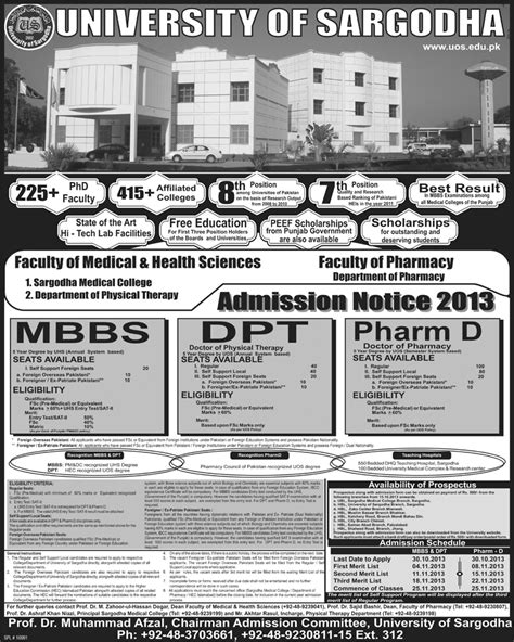 University of Sargodha Admission Notice 2013 - medicalkidunya