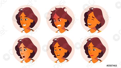 Avatar Mujer Vector Emociones Faciales Icono Marcador De Posici N