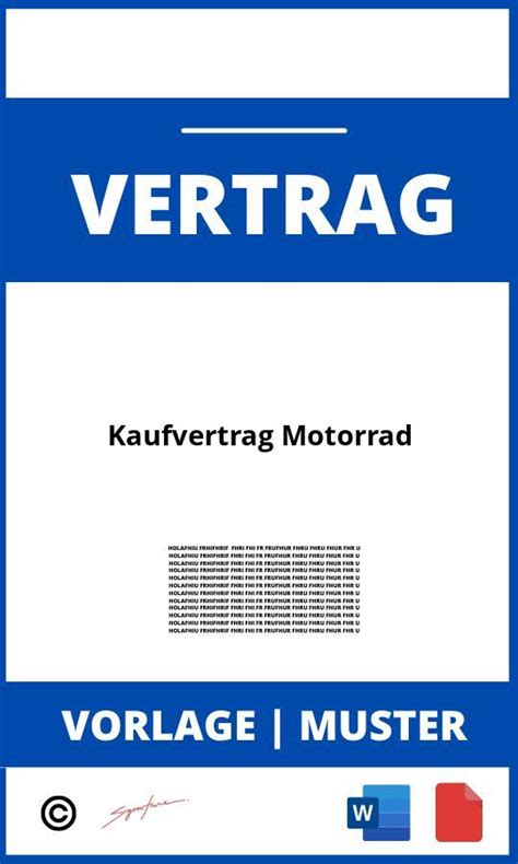 Kaufvertrag Motorrad WORD PDF Muster Vorlage