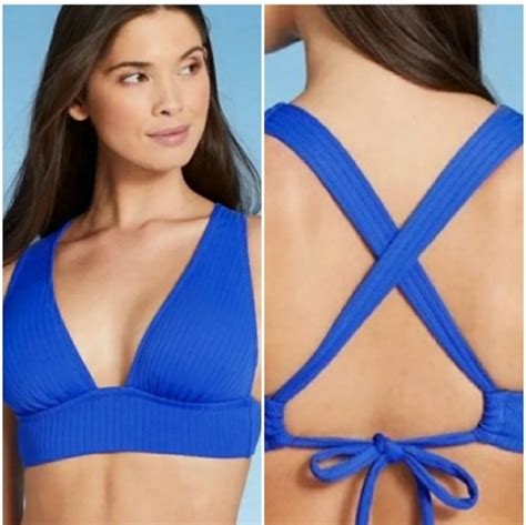 Shade Shore Swim Nwt Shade Shore Ribbed Blue Bikini Top Poshmark