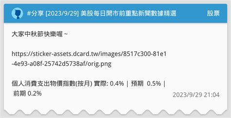 分享 2023929 美股每日開市前重點新聞數據精選 股票板 Dcard