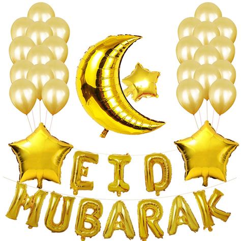 Buy Yyds Eid Mubarak Ballons Set Inch Moon Star Letters Ballons Set