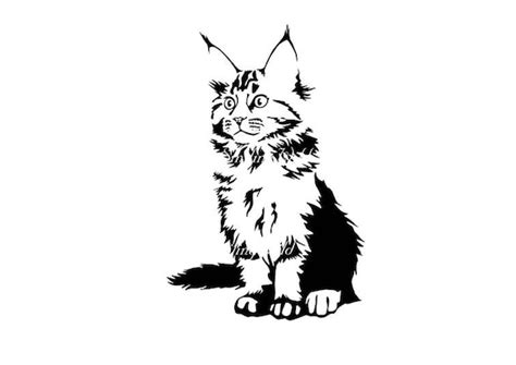 Craft Supplies Tools Papercraft Maine Coon Cat Svg Portrait Vector