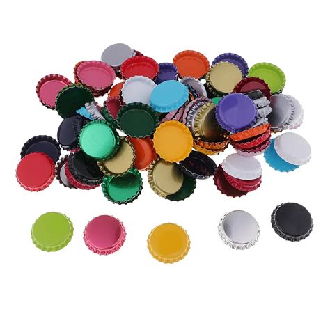 100x Colored Round Flattened Bottle Caps Flat Bottlecaps For Diy Hairbow Crafts Hair Bows