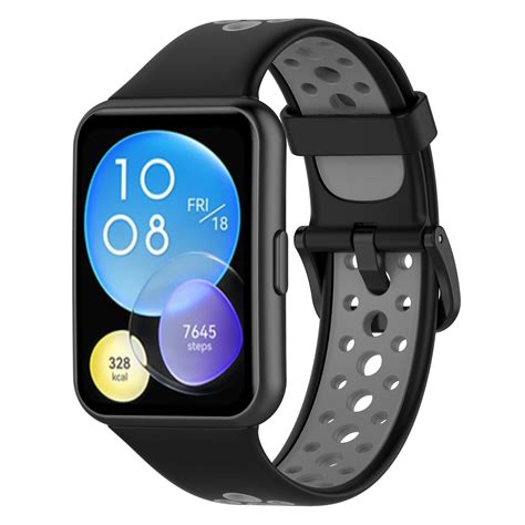 For Huawei Watch Fit Two Color Breathable Silicone Watch Band Black