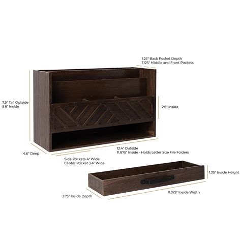 Brown Wooden Mail Organizer With Drawer Blu Monaco