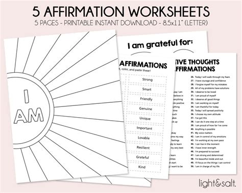 Positive Therapy Affirmation Worksheets Mental Health Poster Teaching