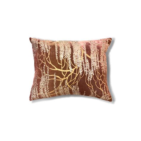 Kevin O Brien Burned Velvet Willow Pillow In Blush Red Ginger Home