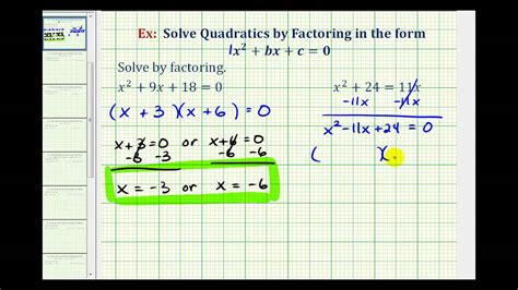 Ex 2 Factor And Solve Quadratic Equation Trinomial A 1 Youtube