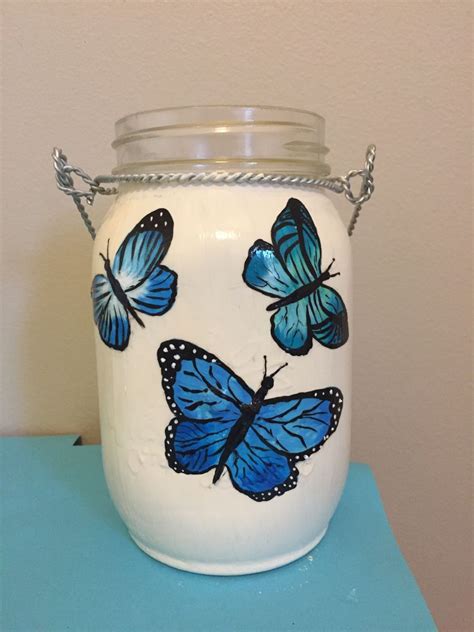 Hand Painted Butterfly Mason Jar In 2021 Mason Jar Art Mason Jars