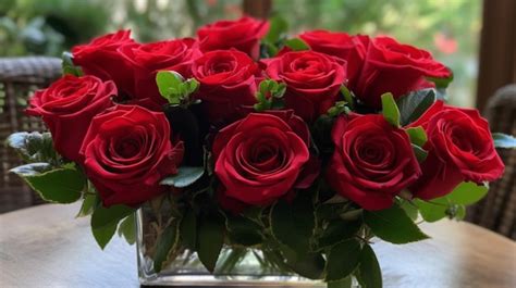 Premium Ai Image A Vase Of Red Roses Is On A Table