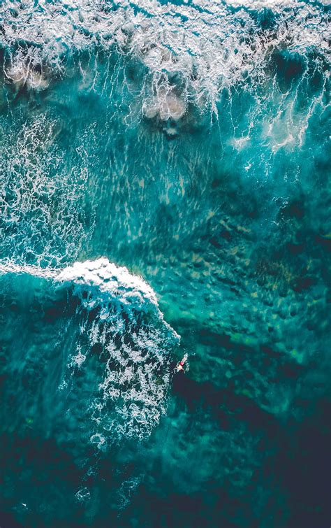 Ocean Aerial View Surf Foam Water Waves Hd Wallpaper Wallpaperbetter