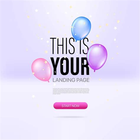 Promo Landing Page Template With Air Balloons And Confetti