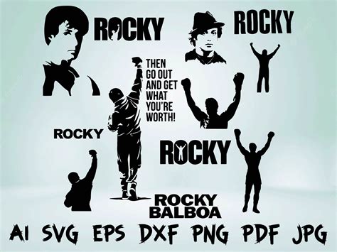 Rocky Balboa Svg Silhouette Bundle Kit Instant Download Etsy