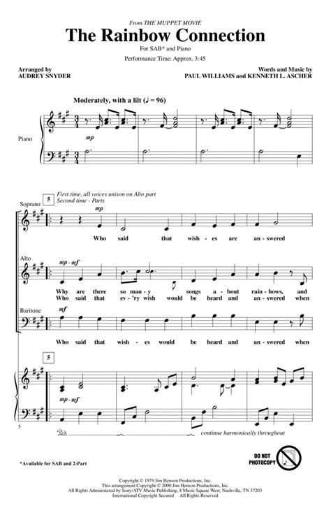 The Rainbow Connection Arr Audrey Snyder By Audrey Snyder 3 Part Digital Sheet Music