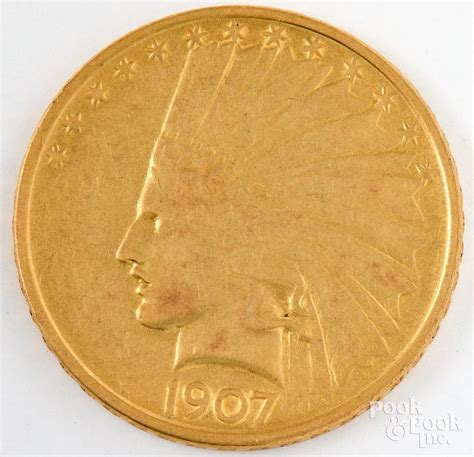 At Auction 1907 Indian Head Ten Dollar Gold Coin