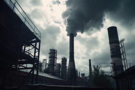 Premium AI Image Industrial Factory Pollution Smokestack Exhaust