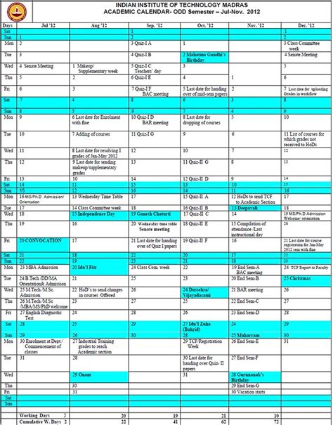 Iit Academic Calendar Jaine Lilllie