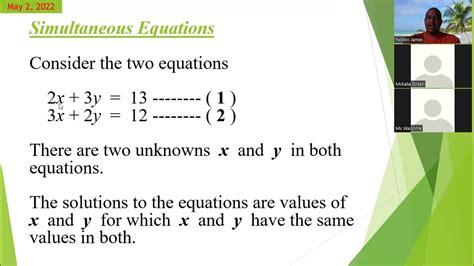 Csec Math Simultaneous Equations 1 Youtube