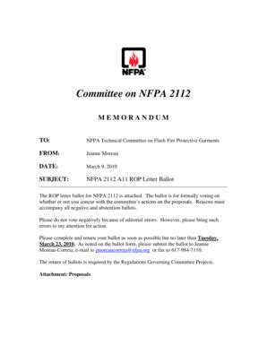 Fillable Online Nfpa Ballot National Fire Protection Association