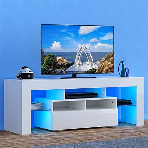 Lelinta In White Tv Stand For Inch Tv Modern Led Tv Stand High