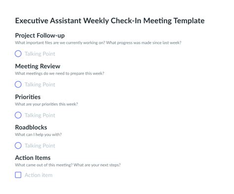 Executive Assistant Meeting Template Ai Meeting Management