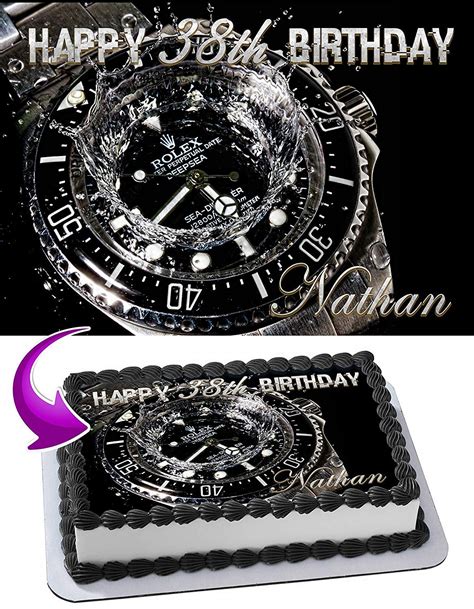 Buy Cakecery Rolex Watch Edible Cake Image Topper Personalized Birthday Cake Banner 1/4 Sheet ...