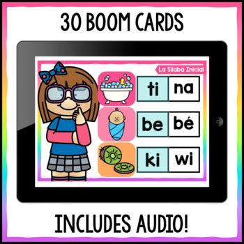 La Sílaba Inicial Boom Cards by The Bilingual Rainbow TPT