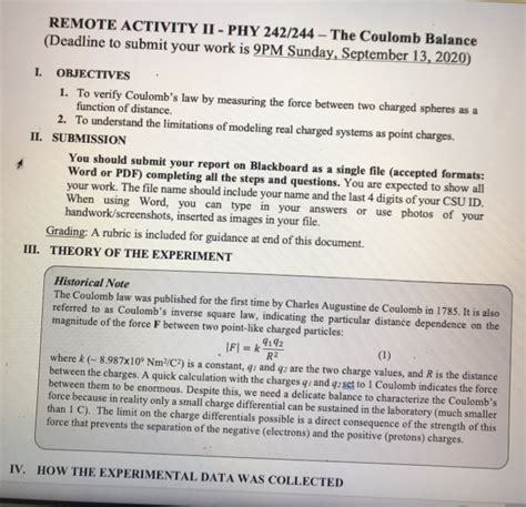 This Is A Remote Lab About The Coulomb Balance I Chegg