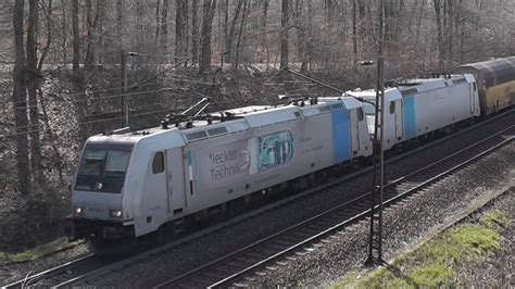 Doppeltraktion BR 185 Von Railpool Mit Autozug In Darmstadt