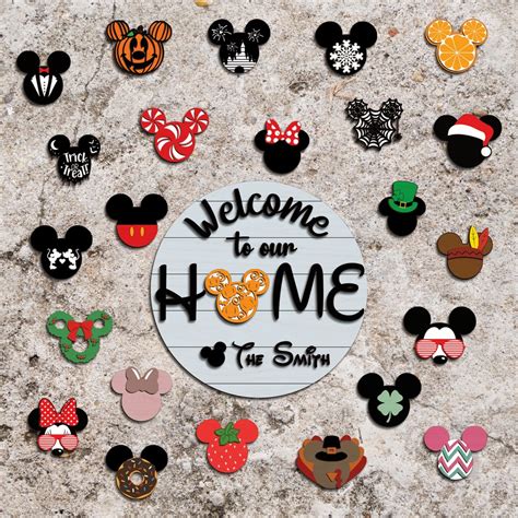 Welcome To Our Home Door Sign Svg Cartoon Mouse Head Welcome Sign Svg