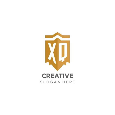 Monogram Xq Logo With Shield Geometric Shape Elegant Luxury Initial