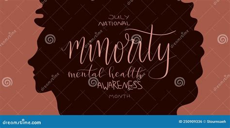 National Minority Mental Health Awareness Month July Poster Female Person Of Color Illustration