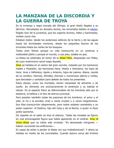 Mitos La Manzana De La Discordia Y La Guerra De Troya En La Inmensa Y Regia Morada Del Olimpo