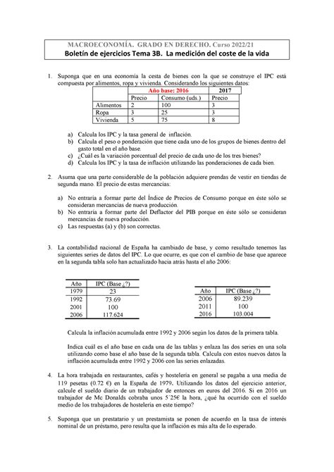 Pr Ctica Macroeconom A Grado En Derecho Curso Bolet N