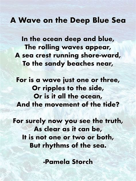 A Wave On The Deep Blue Sea Poem Greeting Card By Pamela Storch