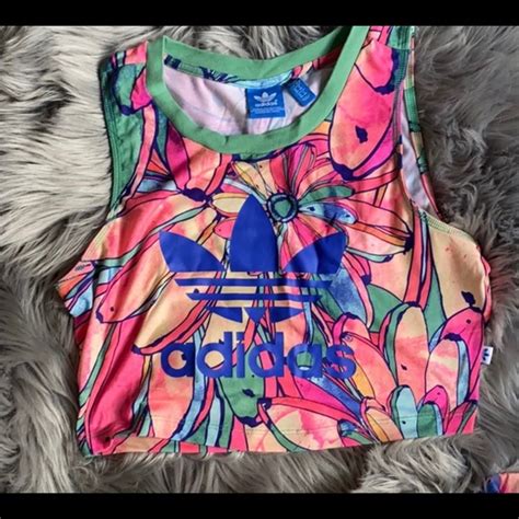 Adidas Tops Adidas Crop Top And Leggings Floral Tracksuit Poshmark